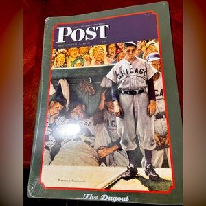 New Vintage The Dugout Norman Rockwell Baseball Metal Sign Americana